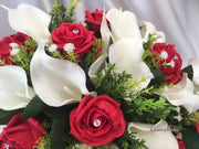 Light Red Rose & Large Ivory Calla Lily