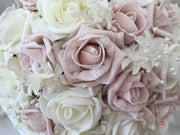 Mocha Pink Glitter Rose With Ivory Babies Breath