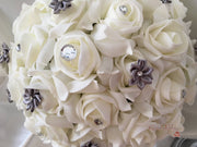 Rose Bouquets With Silver Satin Diamante Flowers