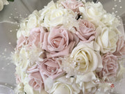 Mocha Pink Glitter Rose With Ivory Babies Breath