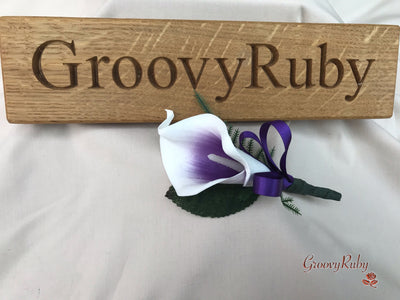 Single Purple Centred Calla Lily Buttonhole