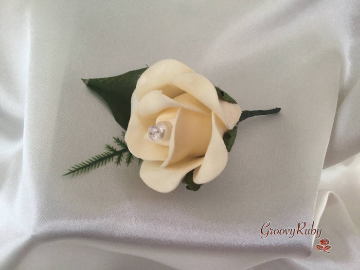 Single Pearl Rose Buttonhole - Colour of your Choice