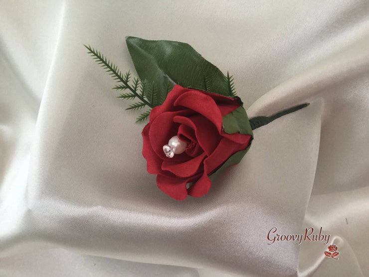 Single Pearl Rose Buttonhole - Colour of your Choice