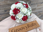 Light Red Roses With Gypsophila