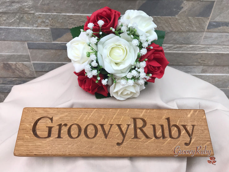 Light Red Roses With Gypsophila