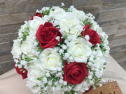 Light Red Roses With Gypsophila