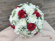 Light Red Roses With Gypsophila