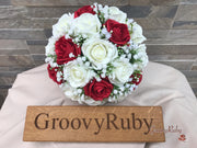 Light Red Roses With Gypsophila