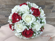 Light Red Roses With Gypsophila