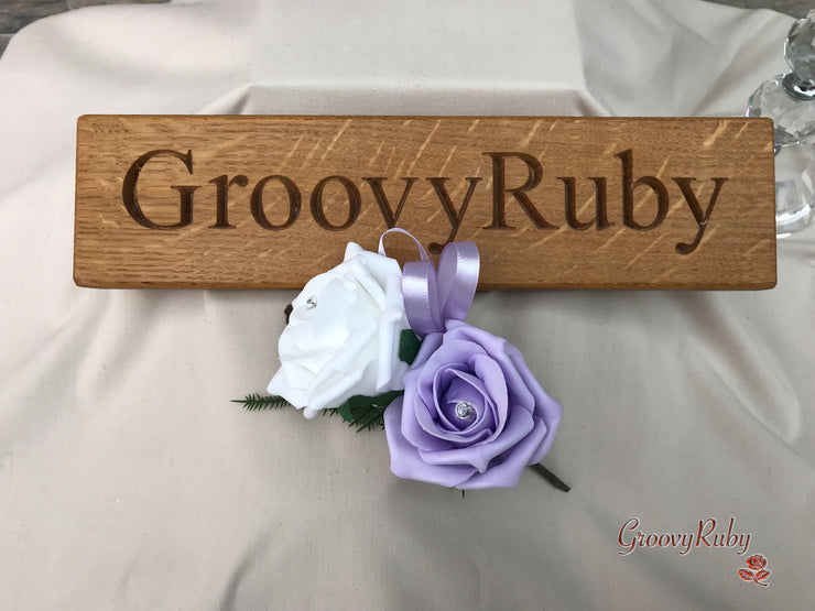 Double Rose Crystal Buttonhole - Colour Combination of your Choice