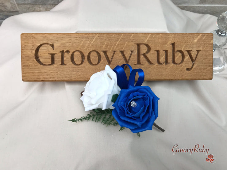 Double Rose Crystal Buttonhole - Colour Combination of your Choice