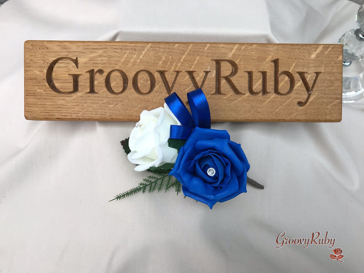 Double Rose Crystal Buttonhole - Colour Combination of your Choice