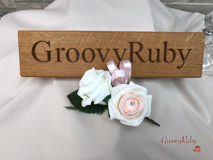 Double Rose Crystal Buttonhole - Colour Combination of your Choice