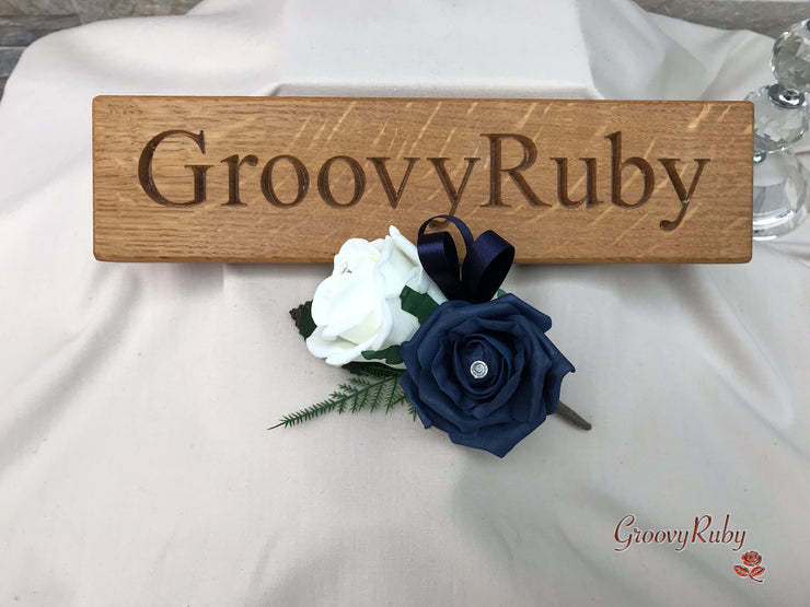 Double Rose Crystal Buttonhole - Colour Combination of your Choice
