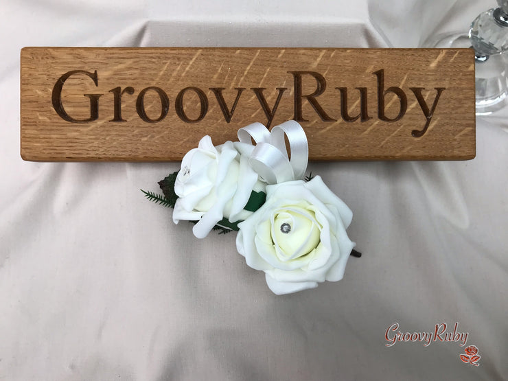 Double Rose Crystal Buttonhole - Colour Combination of your Choice