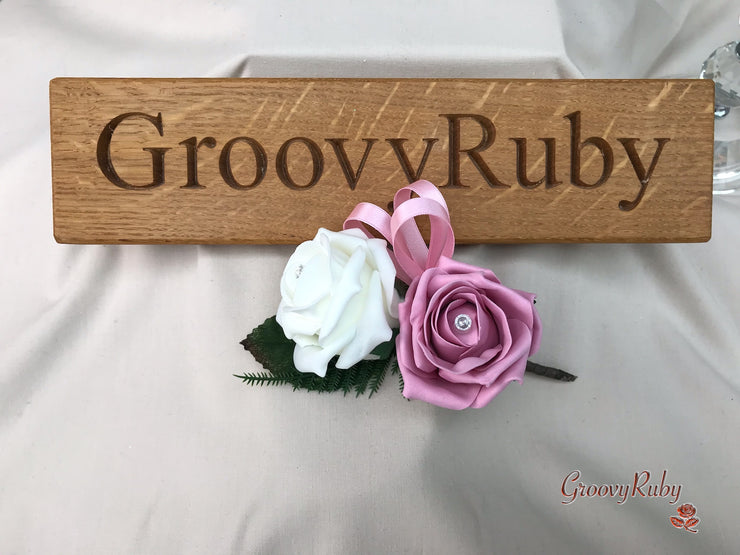 Double Rose Crystal Buttonhole - Colour Combination of your Choice
