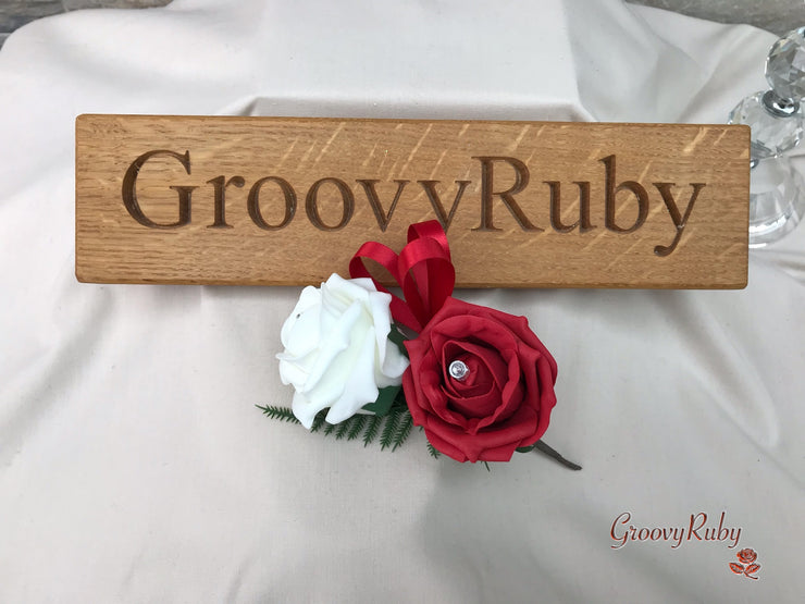 Double Rose Crystal Buttonhole - Colour Combination of your Choice