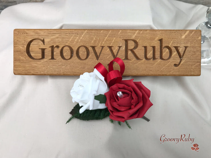 Double Rose Crystal Buttonhole - Colour Combination of your Choice