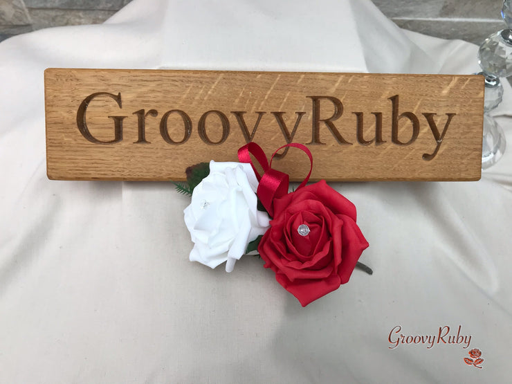 Double Rose Crystal Buttonhole - Colour Combination of your Choice