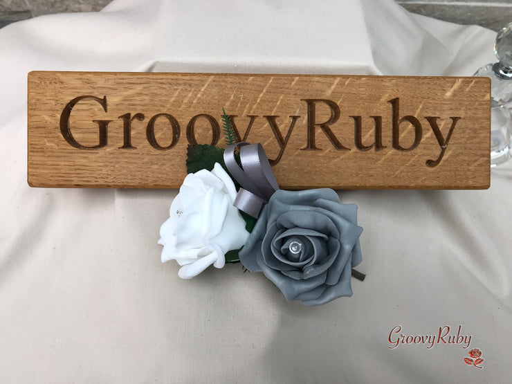 Double Rose Crystal Buttonhole - Colour Combination of your Choice