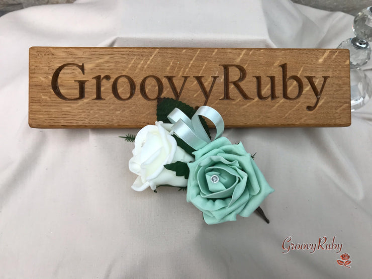 Double Rose Crystal Buttonhole - Colour Combination of your Choice
