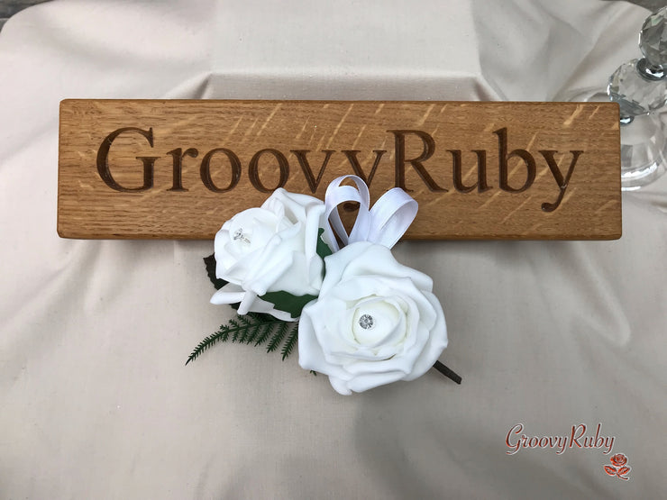 Double Rose Crystal Buttonhole - Colour Combination of your Choice