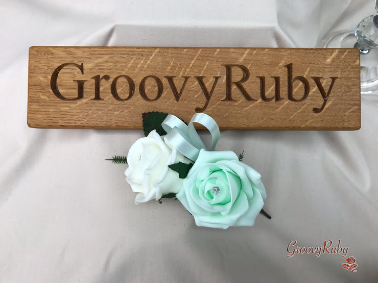 Double Rose Crystal Buttonhole - Colour Combination of your Choice