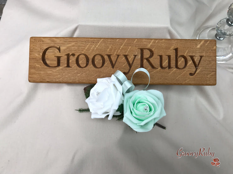 Double Rose Crystal Buttonhole - Colour Combination of your Choice