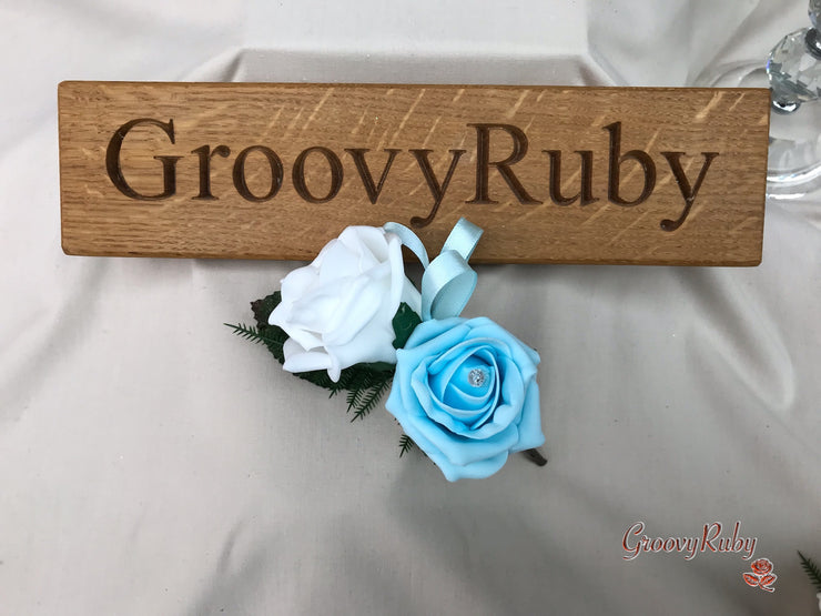 Double Rose Crystal Buttonhole - Colour Combination of your Choice