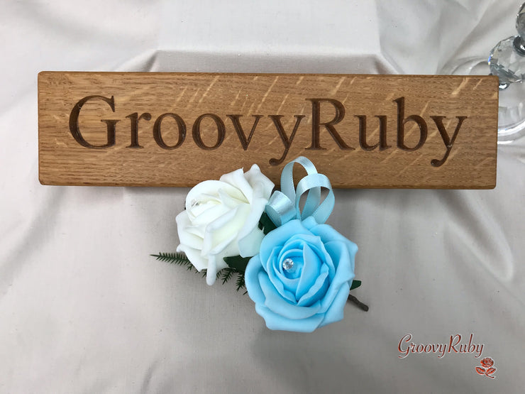 Double Rose Crystal Buttonhole - Colour Combination of your Choice
