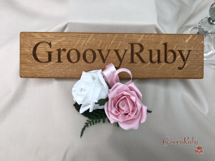 Double Rose Crystal Buttonhole - Colour Combination of your Choice