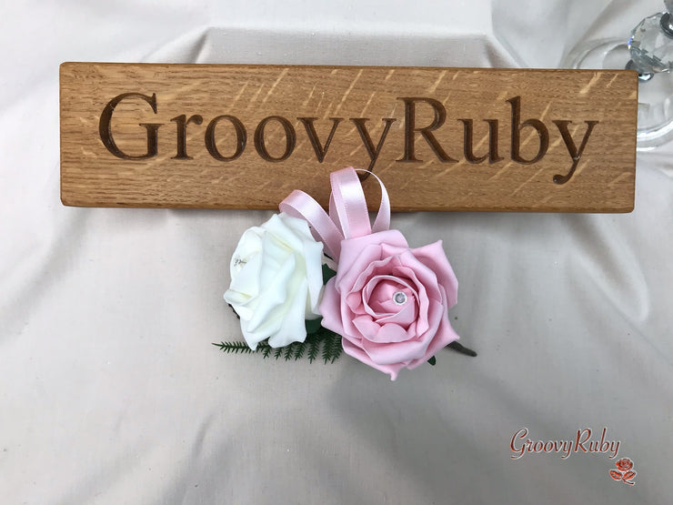 Double Rose Crystal Buttonhole - Colour Combination of your Choice