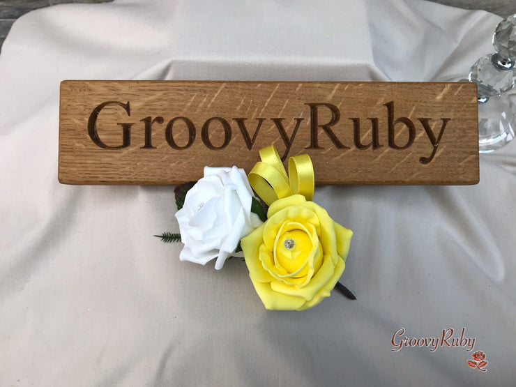 Double Rose Crystal Buttonhole - Colour Combination of your Choice