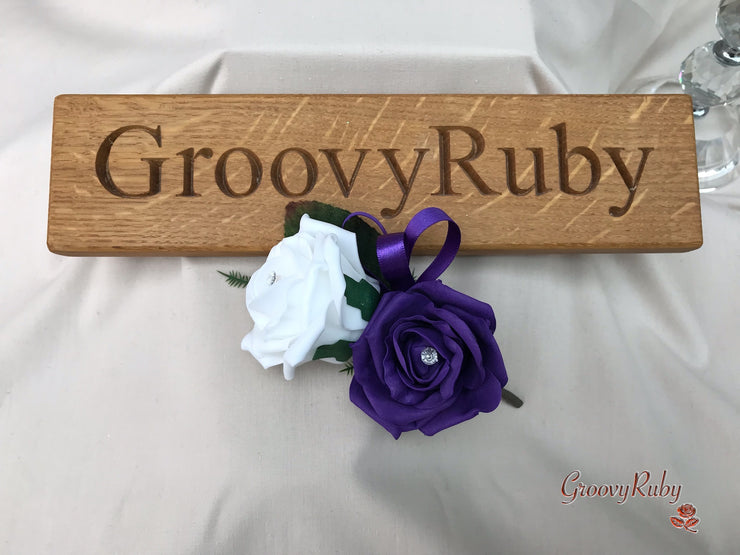 Double Rose Crystal Buttonhole - Colour Combination of your Choice