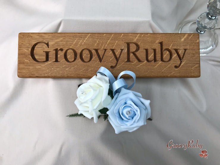 Double Rose Crystal Buttonhole - Colour Combination of your Choice