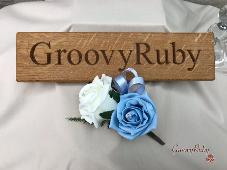 Double Rose Crystal Buttonhole - Colour Combination of your Choice