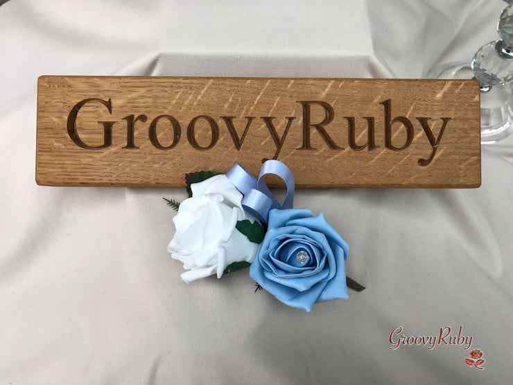 Double Rose Crystal Buttonhole - Colour Combination of your Choice