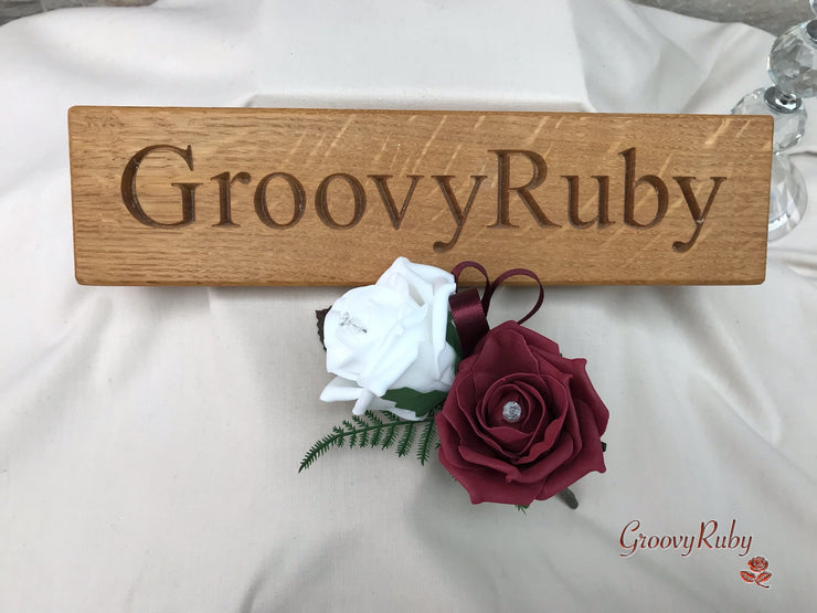 Double Rose Crystal Buttonhole - Colour Combination of your Choice