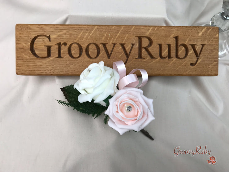 Double Rose Pearl Buttonhole - Colour Combination of your Choice