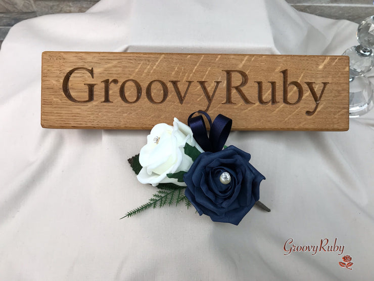 Double Rose Pearl Buttonhole - Colour Combination of your Choice