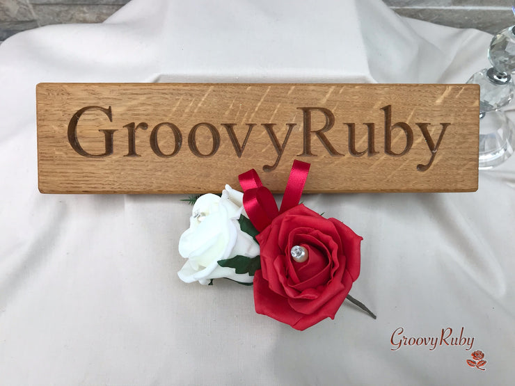Double Rose Pearl Buttonhole - Colour Combination of your Choice