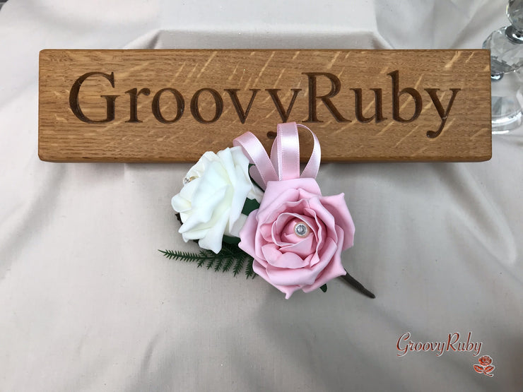 Double Rose Pearl Buttonhole - Colour Combination of your Choice