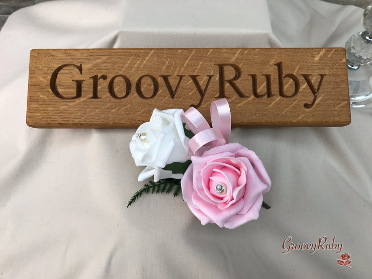 Double Rose Pearl Buttonhole - Colour Combination of your Choice