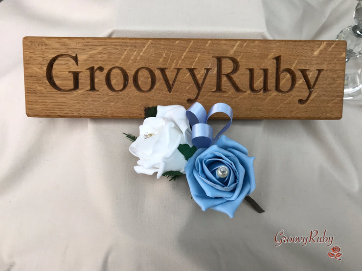 Double Rose Pearl Buttonhole - Colour Combination of your Choice