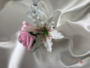 Small Tiger Lilies & Baby Pink Roses With Foliage