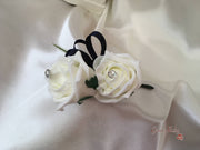 Rose Bouquets With Navy Satin Diamante Flowers