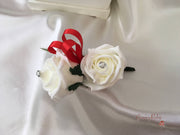 Rose Bouquets With Red Satin Diamante Flowers