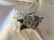 Silver Glitter & Dusky Pink Rose With Silver Babies Breath