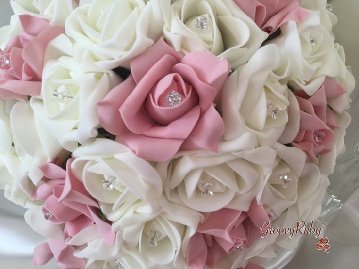 Dusky Pink & Ivory Rose Crystal
