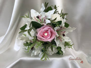 Small Tiger Lilies & Baby Pink Roses With Foliage